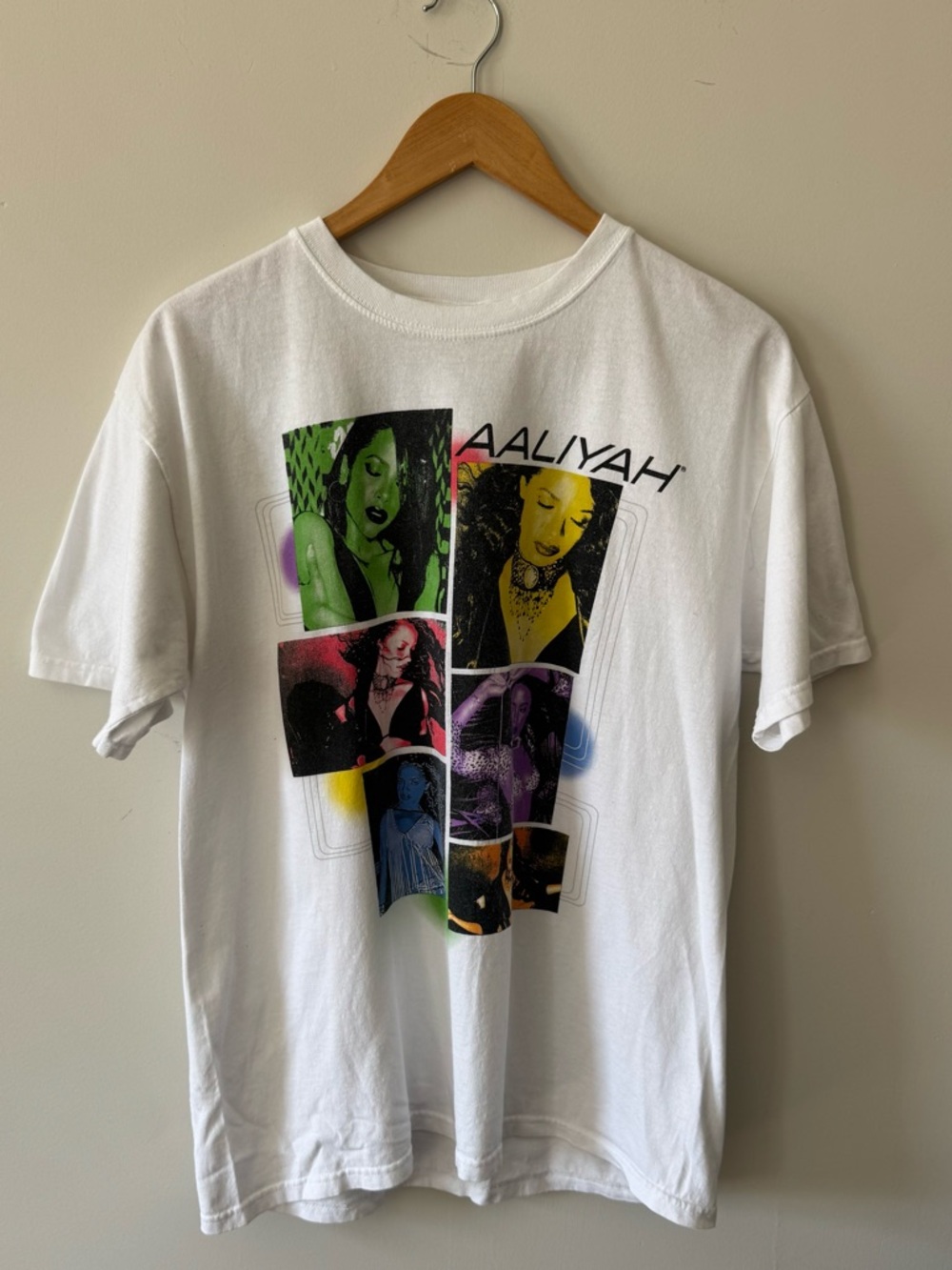 Aaliyah Colorful Collage Graphic Tee, Large